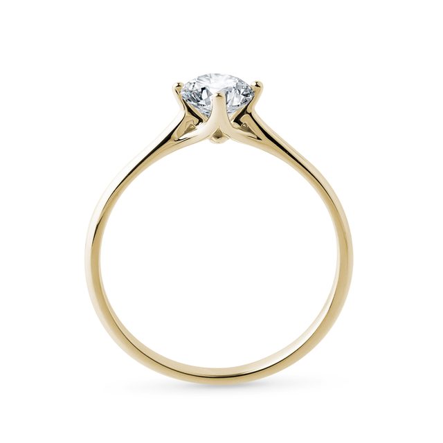 HALF-CARAT DIAMOND RING IN YELLOW GOLD - BRILLIANT CUT DIAMOND ENGAGEMENT RINGS - 