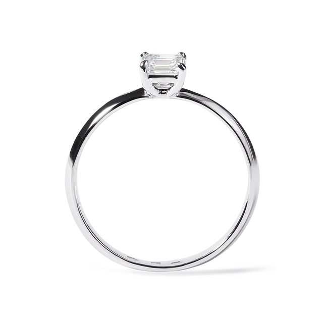 BAGUE EN OR BLANC AVEC DIAMANT TAILLE ASSCHER - BAGUES DE FIANÇAILLES EN DIAMANT - 