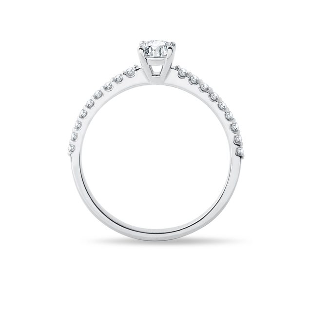 BAGUE DE FIANÇAILLES EN OR BLANC AVEC PAVÉ DE DIAMANTS - BAGUES DE FIANÇAILLES EN DIAMANT - 