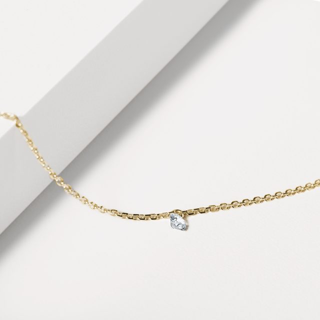 ZLATÝ NÁRAMEK S PROVRTANÝM LAB GROWN DIAMANTEM - NÁRAMKY S DIAMANTY - 