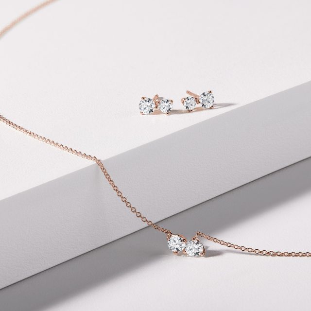 HALSKETTE AUS ROSÉGOLD MIT DIAMANT - KETTEN MIT DIAMANTEN - 