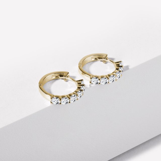 NÁUŠNICE S DIAMANTMI ZO ŽLTÉHO ZLATA - NÁUŠNICE DIAMANTY - 