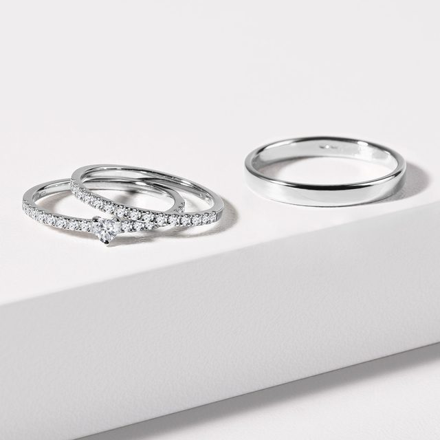 ALLIANCES EN OR BLANC AVEC DIAMANTS - ENSEMBLES D’ALLIANCES EN OR BLANC - 