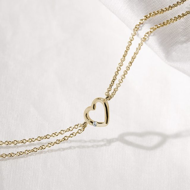 GOLDEN BRACELET WITH HEART - DIAMOND BRACELETS - 