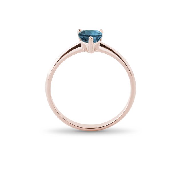 BAGUE EN OR ROSE AVEC TOPAZE LONDON BLUE - BAGUES EN TOPAZE - 