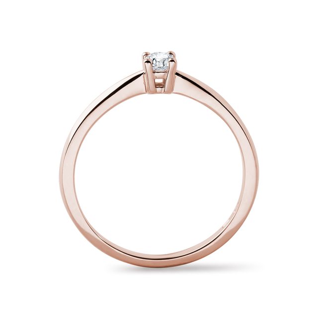 KLASICKÝ ZÁSNUBNÝ PRSTEŇ Z RUŽOVÉHO ZLATA S BRILIANTOM - ZÁSNUBNÉ PRSTENE S BRILIANTOM - 