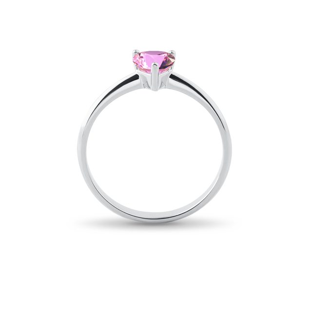 HEART-SHAPED PINK SAPPHIRE RING IN WHITE GOLD - SAPPHIRE ENGAGEMENT RINGS - 