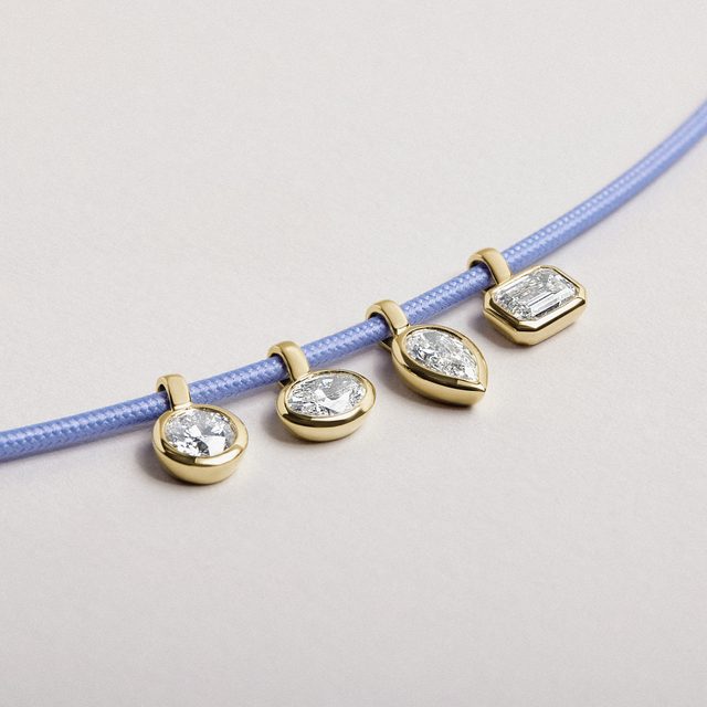 ANHÄNGER MIT RUNDEM LABOR-DIAMANT IN GELBGOLD - MAGNETISCHE HALSKETTEN - 