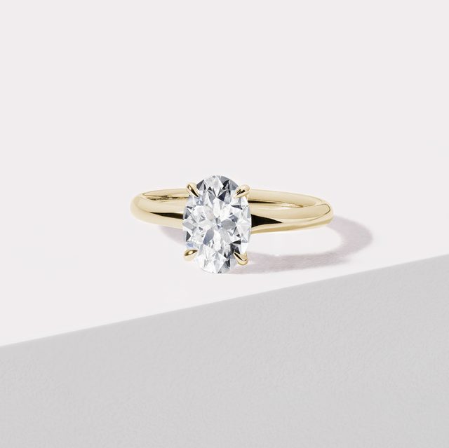 YELLOW GOLD 1.5 CARAT OVAL DIAMOND RING - RINGS WITH LAB-GROWN DIAMONDS - 