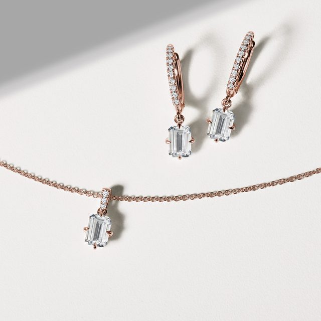 ROSÉGOLDENE OHRRINGE MIT LABOR-DIAMANTEN IM SMARAGDSCHLIFF - OHRRINGE DIAMANT - 