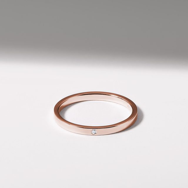 WEDDING RING IN ROSE GOLD WITH DIAMOND - WOMEN'S WEDDING RINGS - 