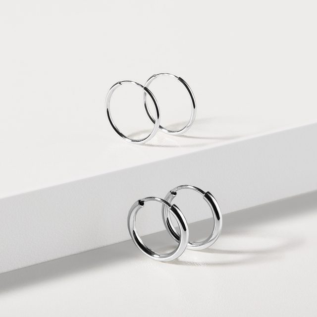 MINIMALISTYCZNE ZŁOTE KOLCZYKI 17 MM - KOLCZYKI Z BIAŁEGO ZŁOTA - 