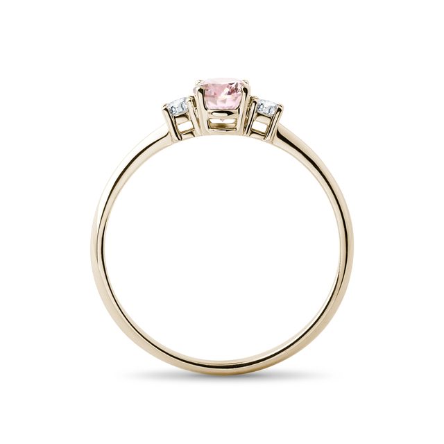 BAGUE DE FIANÇAILLES EN OR JAUNE AVEC MORGANITE ET DIAMANTS - BAGUES AVEC MORGANITE - 