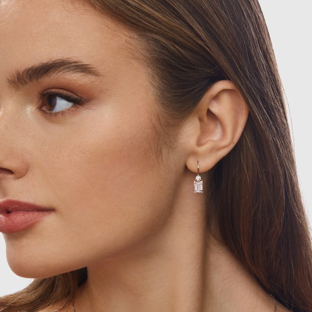 KOLCZYKI Z RÓŻOWEGO ZŁOTA Z MORGANITAMI I DIAMENTAMI - KOLCZYKI Z MORGANITAMI - 