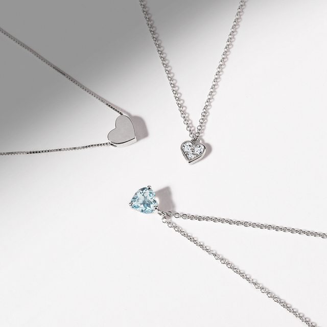 HERZFÖRMIGE KINDERKETTE MIT DIAMANTEN IN WEISSGOLD - KINDER KETTEN - 