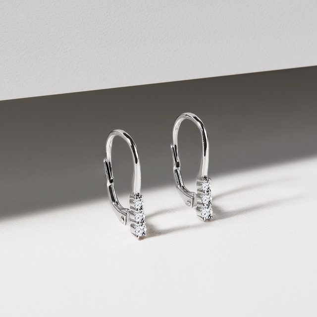 WHITE GOLD EARRINGS WITH BRILLIANTS AND ROUND DIAMONDS - DIAMOND EARRINGS - 