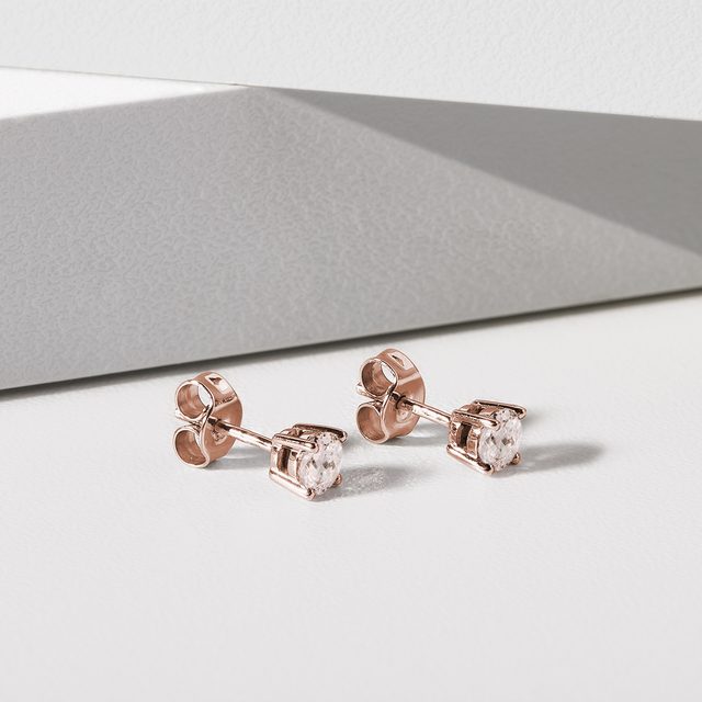 ROUND MORGANITE EARRINGS IN ROSE GOLD - MORGANITE EARRINGS - 