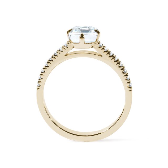 Asscher cut diamond engagement ring in yellow gold KLENOTA