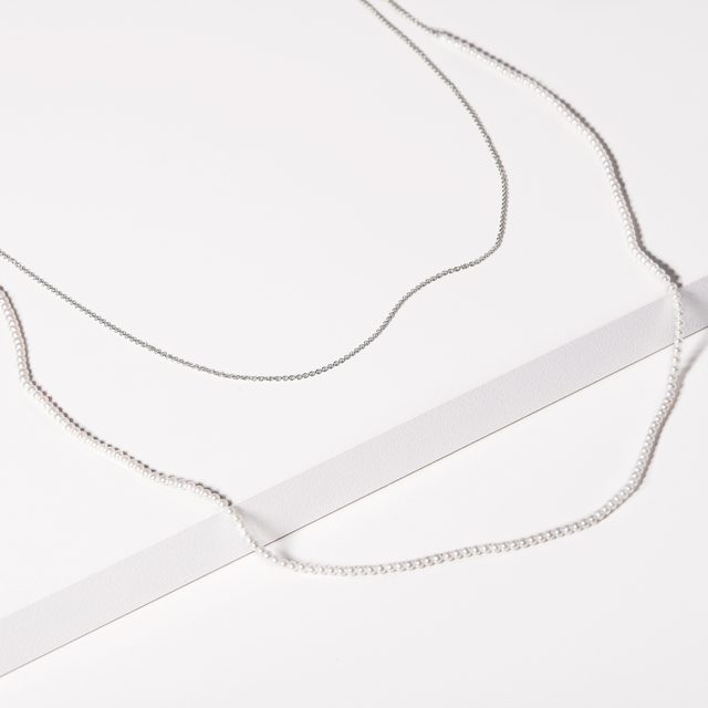 KETTE MIT SÜSSWASSERPERLEN IN WEISSGOLD, 85 CM LANG - PERLEN KETTEN - 