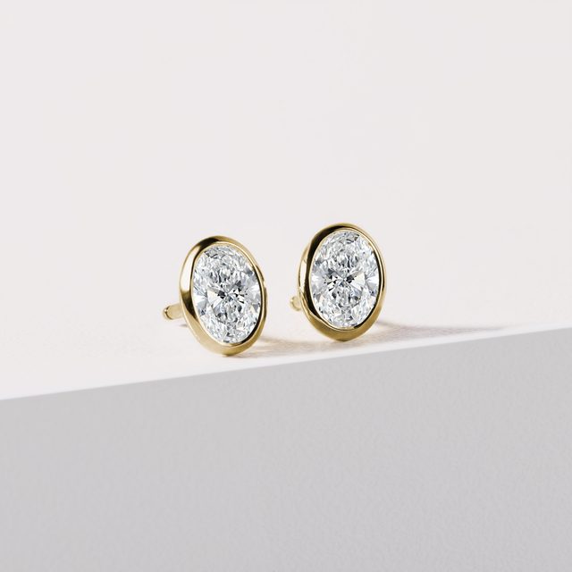 OHRRINGE MIT OVALEN LABOR-DIAMANTEN IN GELBGOLD - OHRSTECKER DIAMANT - 