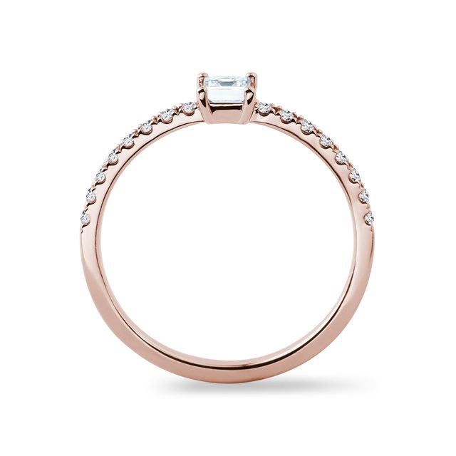 BAGUE EN OR ROSE ET DIAMANT PRINCESSE - BAGUES DE FIANÇAILLES EN DIAMANT - 