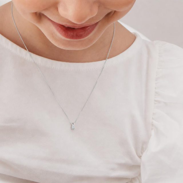 KINDERHALSKETTE MIT DIAMANT IN WEISSGOLD - KINDER KETTEN - 