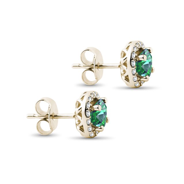 LUXURY EMERALD AND DIAMOND EARRINGS IN YELLOW GOLD - EMERALD EARRINGS - 