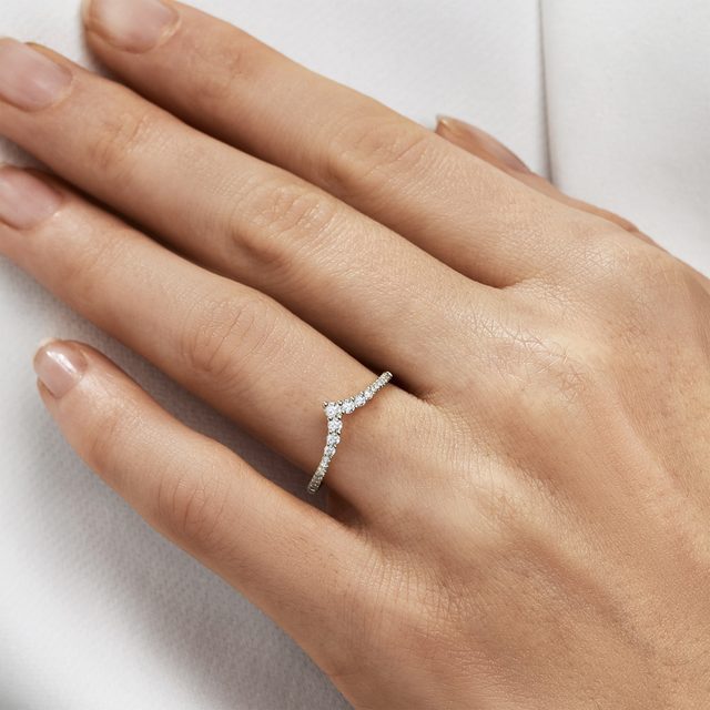 DIAMANT-HOCHZEITSSET CHEVRON IN WEISSGOLD - WEISSGOLDENE TRAURINGE IM SET - 