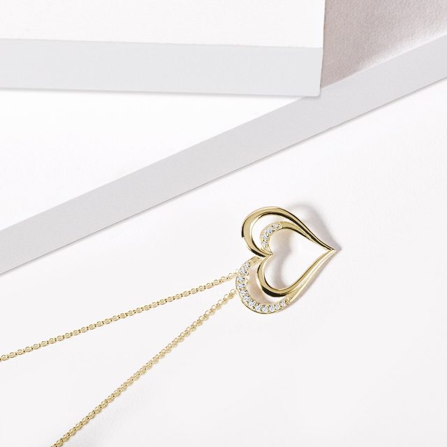 COLLIER EN OR AVEC PENDENTIF COEUR EN DIAMANTS - COLLIERS AVEC DIAMANTS - 