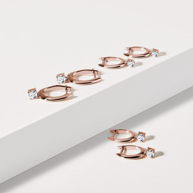 EARRINGS IN ROSE GOLD WITH DIAMONDS - DIAMOND EARRINGS - 
