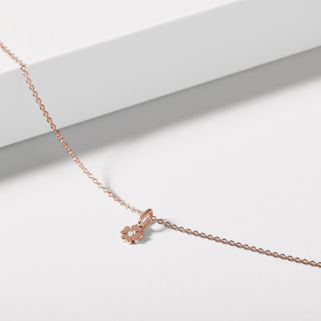 BLUMENANHÄNGER MIT DIAMANT IN ROSÉGOLD - KINDER ANHÄNGER - 