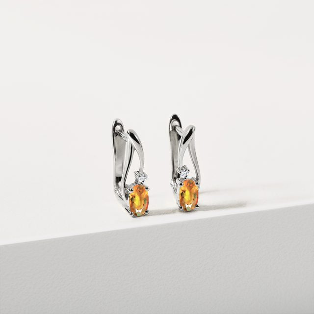 CITRIN-OHRRINGE IN WEISSGOLD - OHRRINGE CITRIN - 