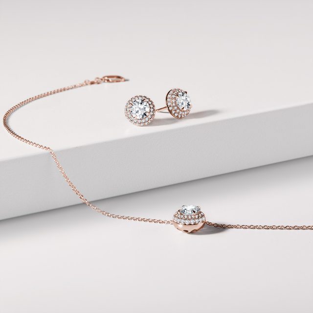 HALO-OHRSTECKER MIT LABORDIAMANTEN IN ROSÉGOLD - OHRSTECKER DIAMANT - 