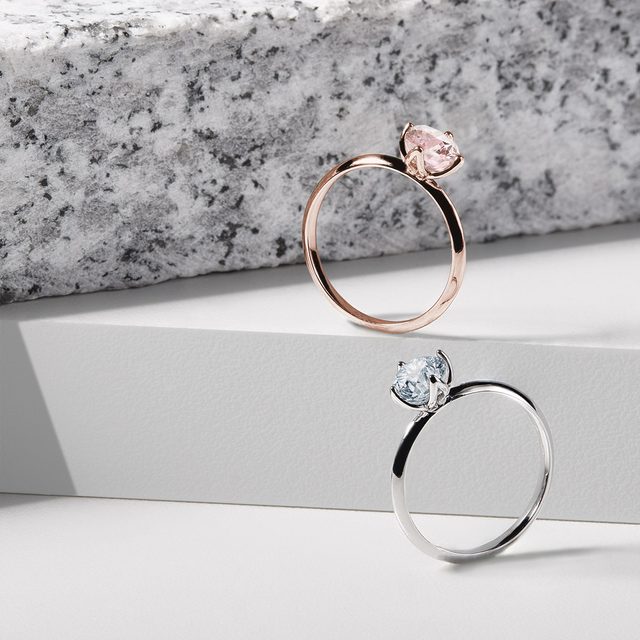 BAGUE DE FIANÇAILLES EN OR BLANC AVEC AIGUE-MARINE - BAGUES EN AIGUE-MARINE - 