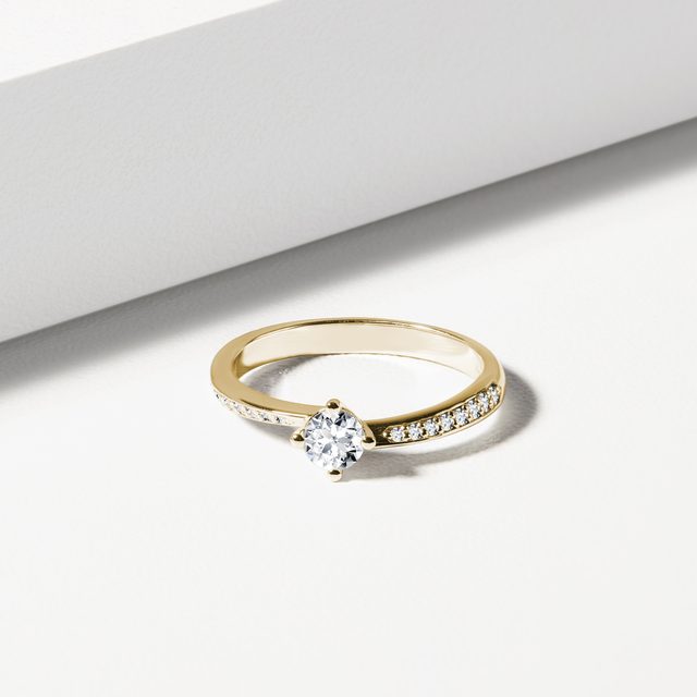 BAGUE DE FIANÇAILLES EN OR 14 CT AVEC DIAMANTS - BAGUES DE FIANÇAILLES EN DIAMANT - 