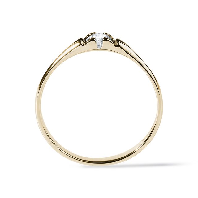 DAINTY ROUND DIAMOND GOLD RING - BRILLIANT CUT DIAMOND ENGAGEMENT RINGS - 