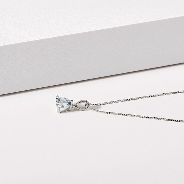 AQUAMARINE JEWELRY SET MADE OF 14K WHITE GOLD - GEMSTONE SETS - 