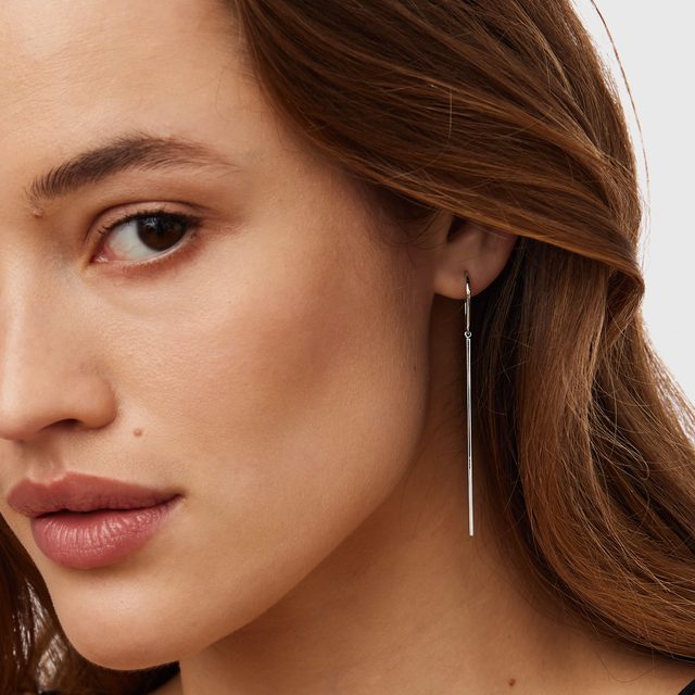 BOUCLES D'OREILLES CHAÎNETTE EN OR BLANC - BOUCLES D'OREILLES EN OR BLANC - 