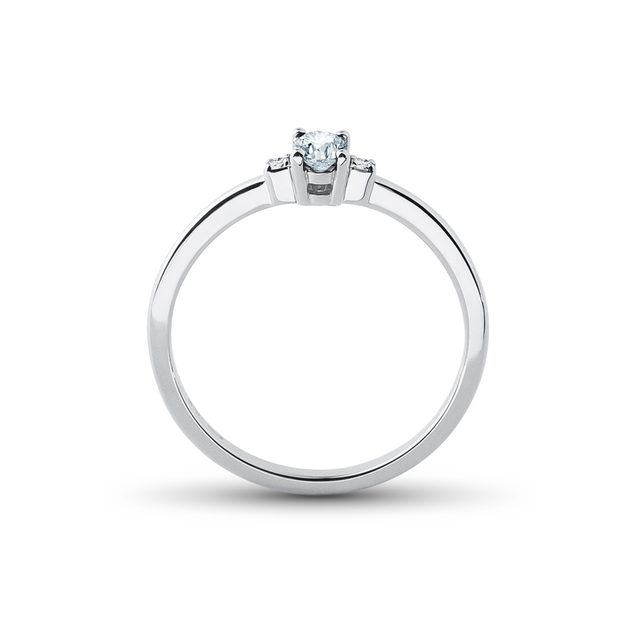 AQUAMARINE AND SIDE DIAMOND RING IN WHITE GOLD - AQUAMARINE RINGS - 