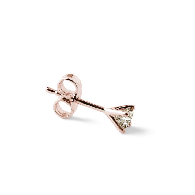 BOUCLE D'OREILLE EN OR ROSE AVEC DIAMANT CHAMPAGNE - BOUCLES D'OREILLES SOLITAIRES - 