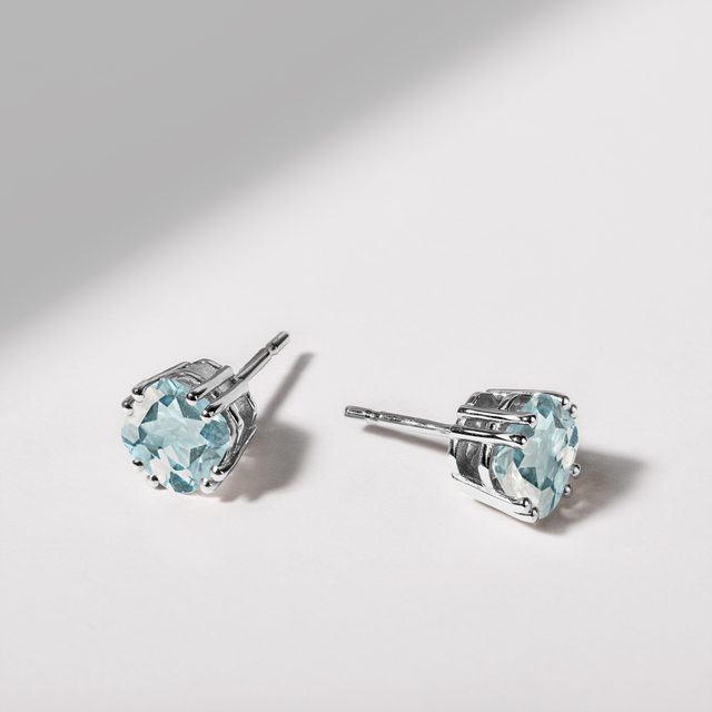 SKY TOPAZ STUDS IN WHITE GOLD - TOPAZ EARRINGS - 