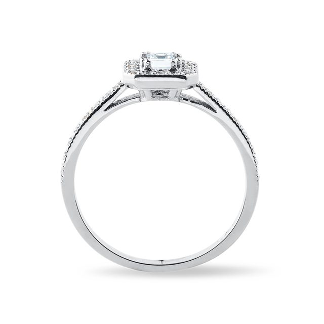 BAGUE DE FIANÇAILLES EN OR BLANC ET SERTIE DE DIAMANTS - BAGUES DE FIANÇAILLES EN DIAMANT - 