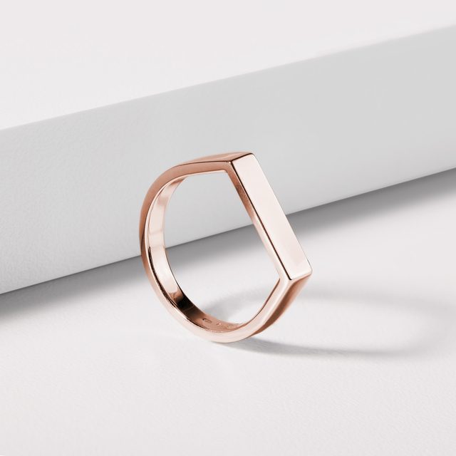 WIDE ROSE GOLD FLAT TOP RING - ROSE GOLD RINGS - 