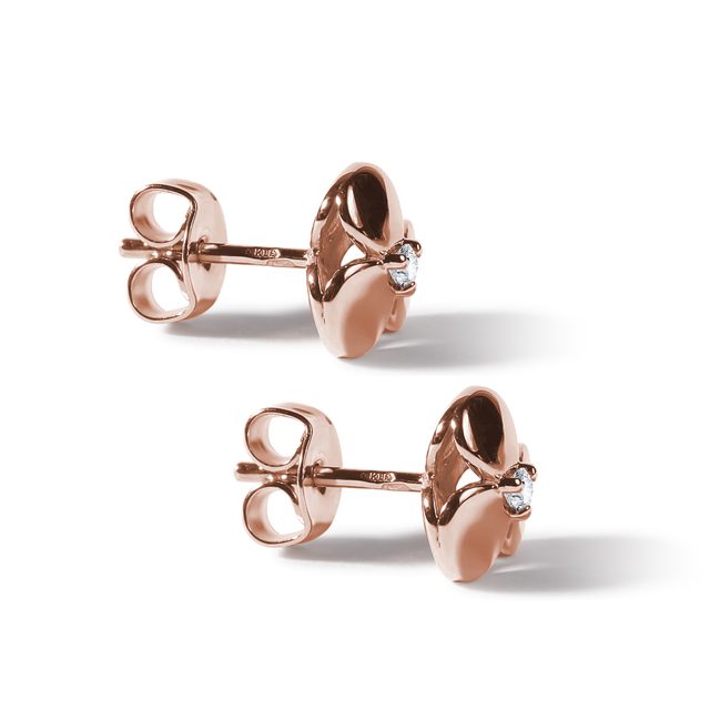 Shamrock diamond earrings in rose gold | KLENOTA