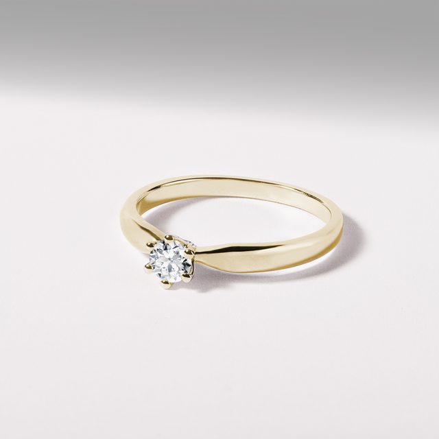KLASSISCHER VERLOBUNGSRING AUS GELBGOLD MIT DIAMANT - VERLOBUNGSRINGE MIT BRILLANT - 