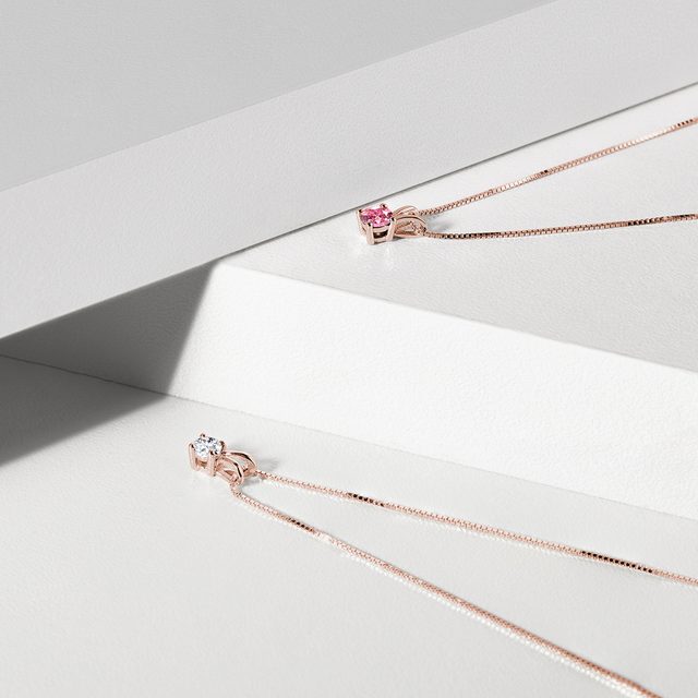 ANHÄNGER MIT ROSA SAPHIR AUS ROSÉGOLD - ANHÄNGER - 