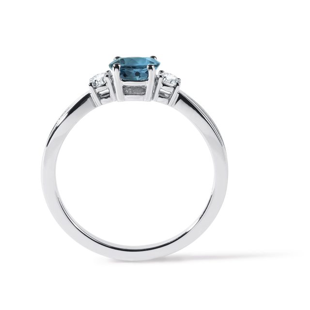 WEISSGOLDRING MIT LONDONER TOPAS UND DIAMANTEN - RINGE TOPAS - 