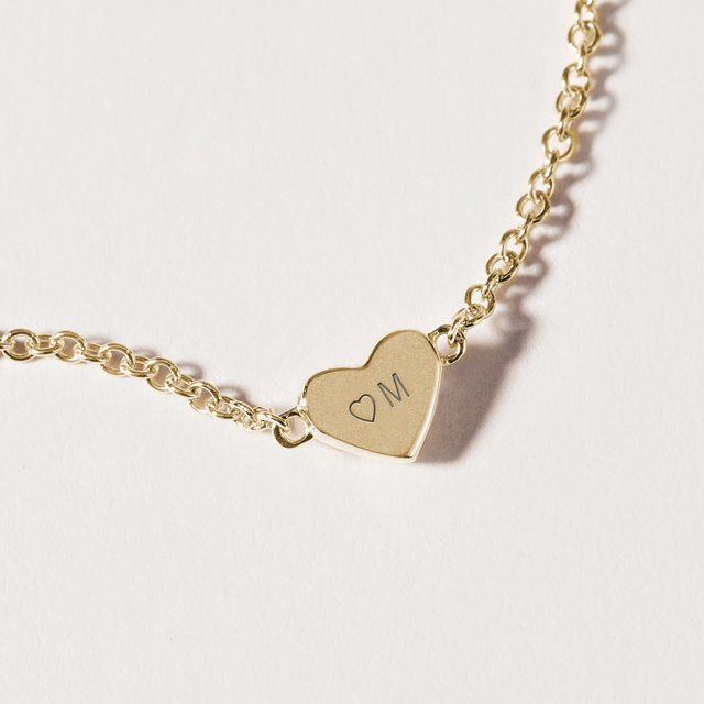 KINDERARMBAND MIT HERZ AUS GELBGOLD - KINDER ARMBÄNDER - 