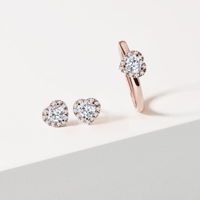 OHRRINGE MIT DIAMANTHERZEN IN ROSÉGOLD - OHRRINGE DIAMANT - 