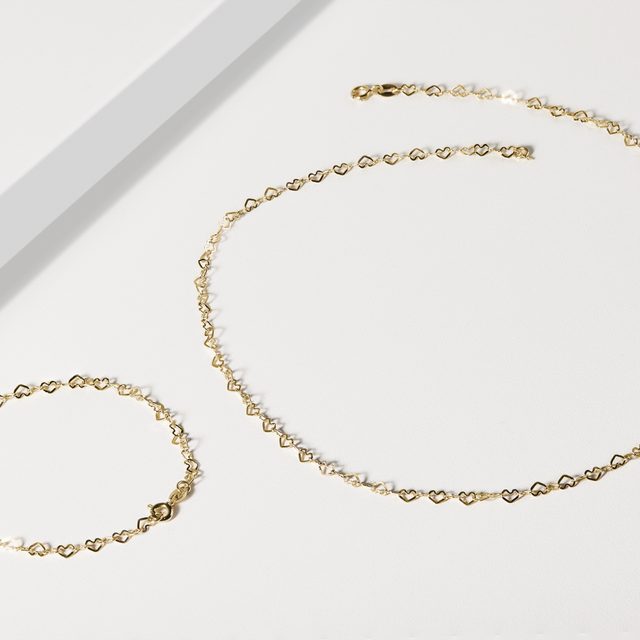 HEART LINK GOLD CHAIN - GOLD CHAINS - 